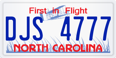 NC license plate DJS4777
