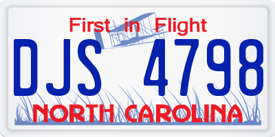 NC license plate DJS4798