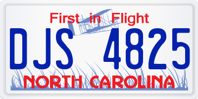 NC license plate DJS4825