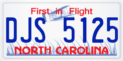 NC license plate DJS5125