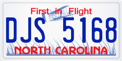 NC license plate DJS5168