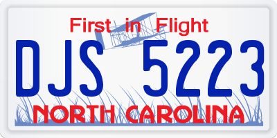 NC license plate DJS5223