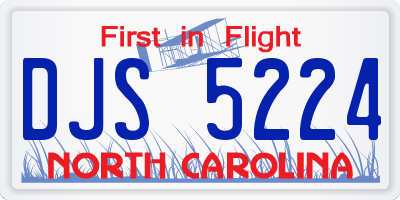 NC license plate DJS5224