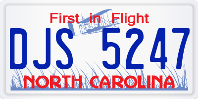 NC license plate DJS5247