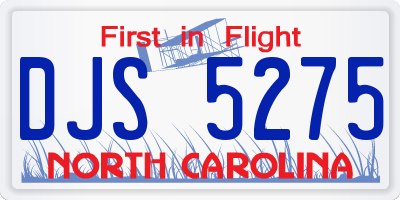 NC license plate DJS5275