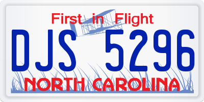 NC license plate DJS5296