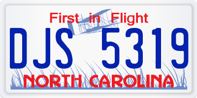 NC license plate DJS5319