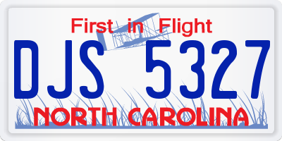 NC license plate DJS5327