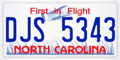 NC license plate DJS5343