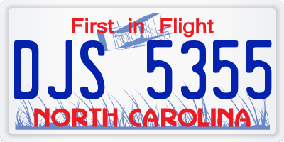 NC license plate DJS5355