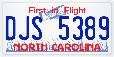 NC license plate DJS5389