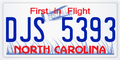 NC license plate DJS5393