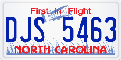 NC license plate DJS5463