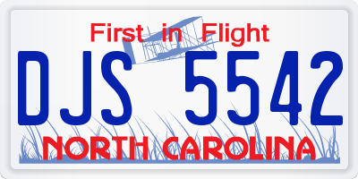 NC license plate DJS5542