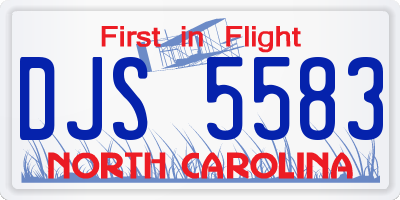 NC license plate DJS5583