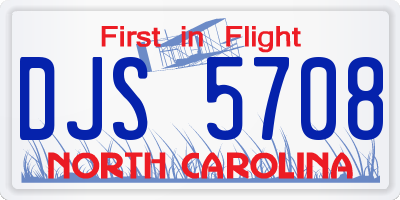 NC license plate DJS5708