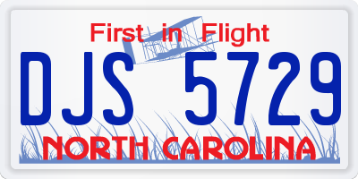 NC license plate DJS5729