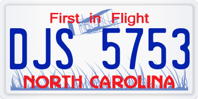 NC license plate DJS5753