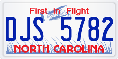 NC license plate DJS5782