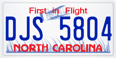 NC license plate DJS5804