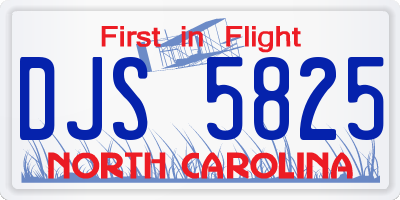 NC license plate DJS5825