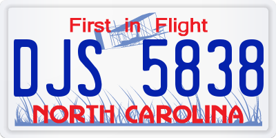 NC license plate DJS5838