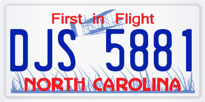 NC license plate DJS5881