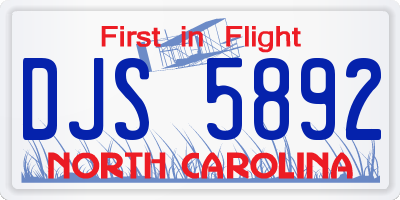 NC license plate DJS5892
