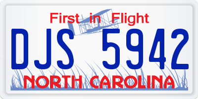 NC license plate DJS5942