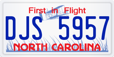 NC license plate DJS5957