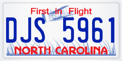 NC license plate DJS5961