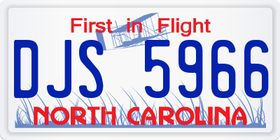 NC license plate DJS5966