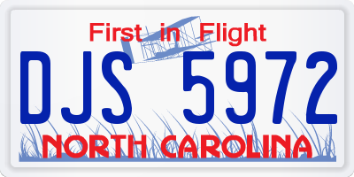 NC license plate DJS5972