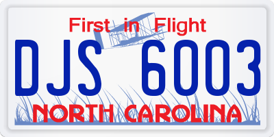 NC license plate DJS6003
