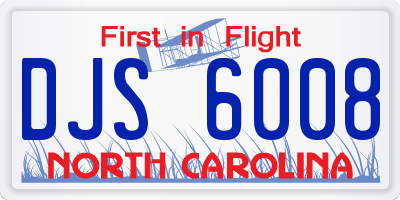 NC license plate DJS6008