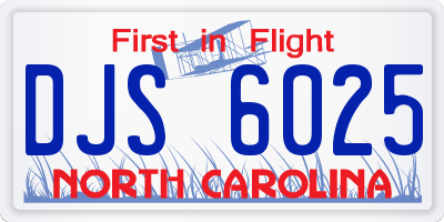 NC license plate DJS6025