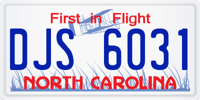 NC license plate DJS6031