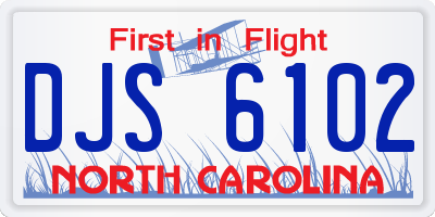 NC license plate DJS6102