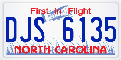 NC license plate DJS6135