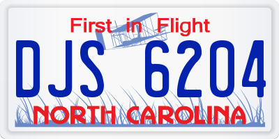 NC license plate DJS6204