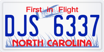 NC license plate DJS6337