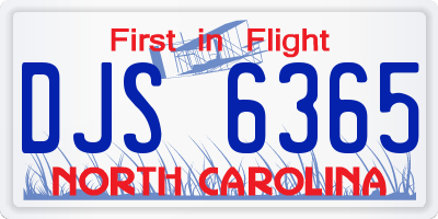 NC license plate DJS6365