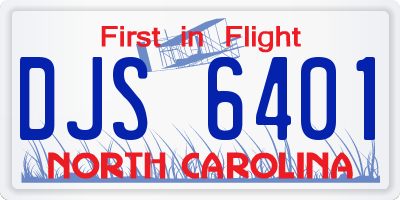 NC license plate DJS6401