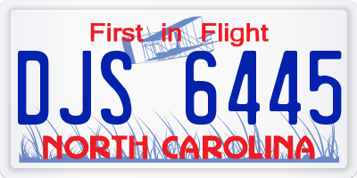 NC license plate DJS6445