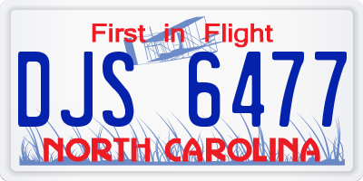 NC license plate DJS6477