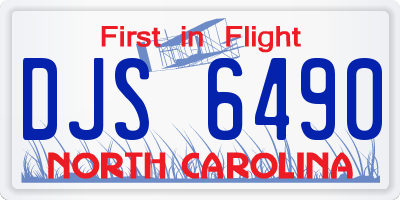 NC license plate DJS6490