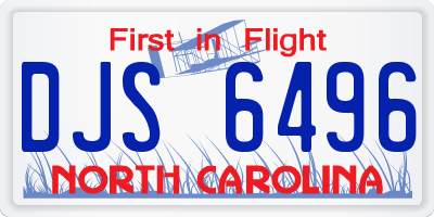 NC license plate DJS6496