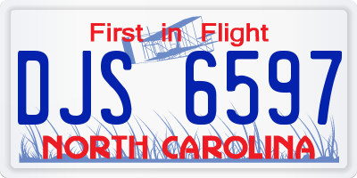 NC license plate DJS6597