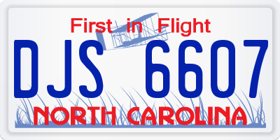 NC license plate DJS6607