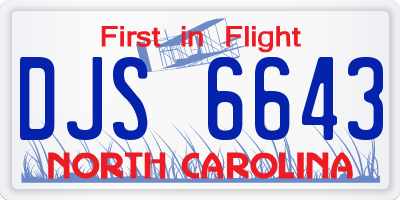 NC license plate DJS6643